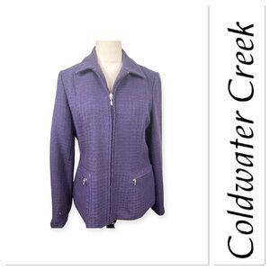 🆕 Coldwater Creek purple zip front textured jacket size 8